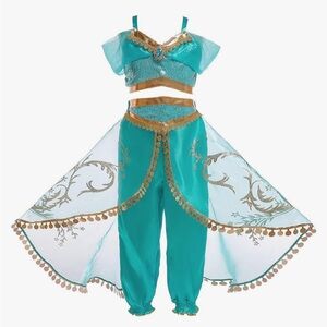 Teal and Gold Princess Costume for Kids